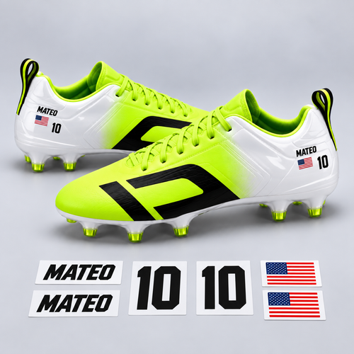 Cleat Icons Complete Player Pack with realistically scaled name, number and flag decals