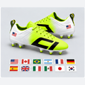 Cleat Icons Team National Pack with international flag decals on neon lime and white soccer cleats